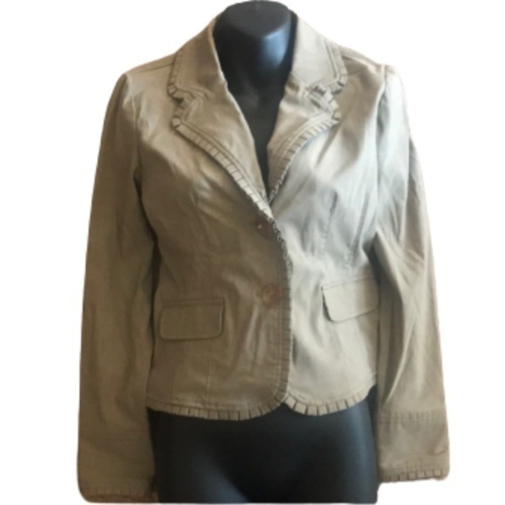 Kensie single breasted taupe/greenish blazer with unique detail NWOT size 2